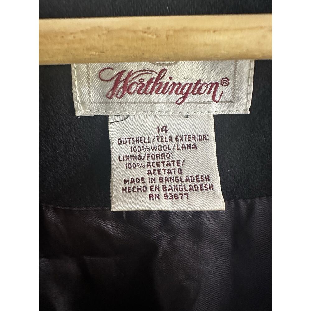 Worthington 100% Wool Black Sleeveless Button Front Dress Womens 14 Lined Midi - Picture 3 of 6